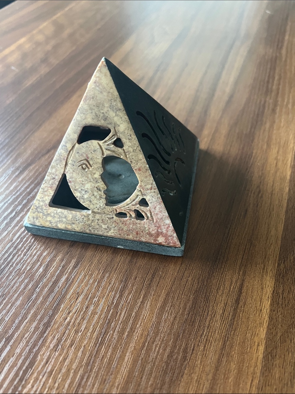 Pyramid Incense Holder with Cutout Moon Design